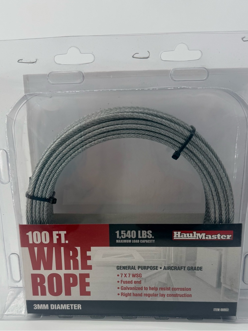 Haul-Master 100 ft Gray Wire Rope - 3mm Diameter